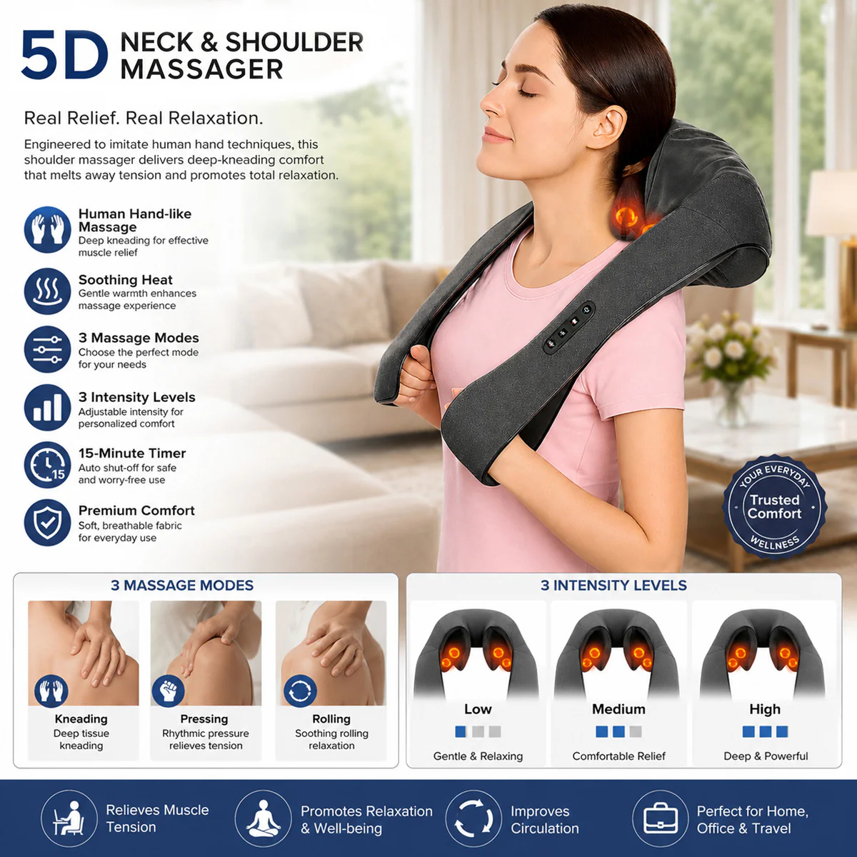 5D Neck and Shoulder Massager with Heat - Image 5