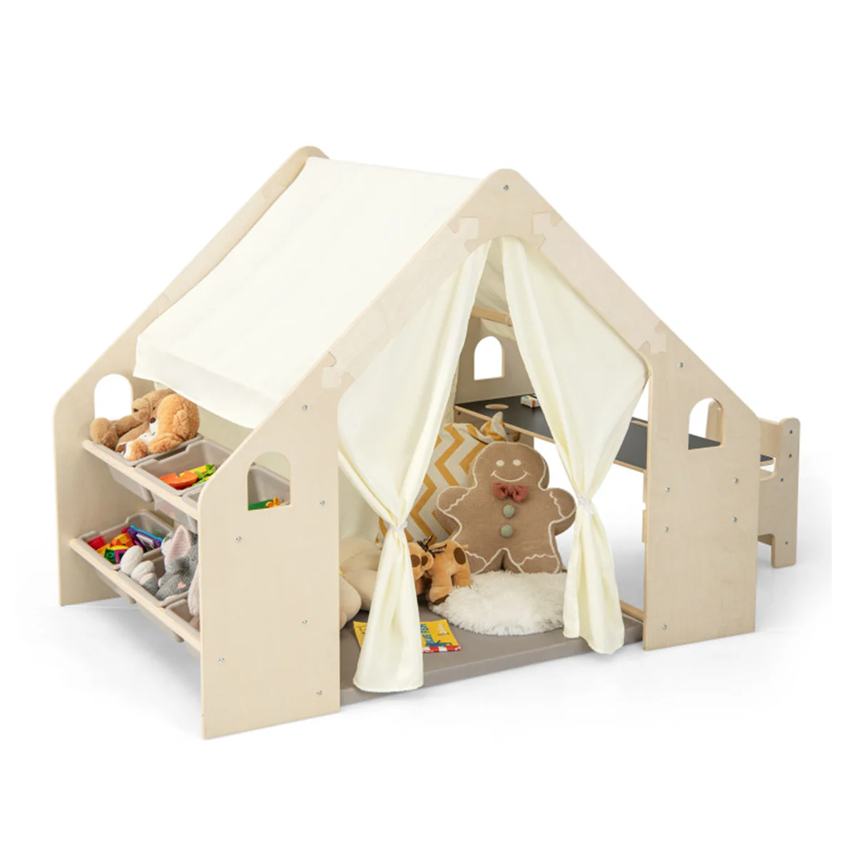 6-in-1 Wooden Indoor Play Tent - Image 2