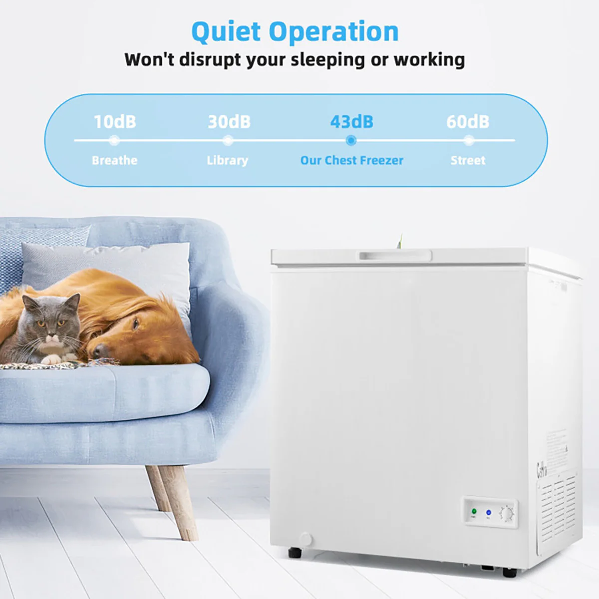 Compact Chest Freezer with Removable Storage Basket - Image 14