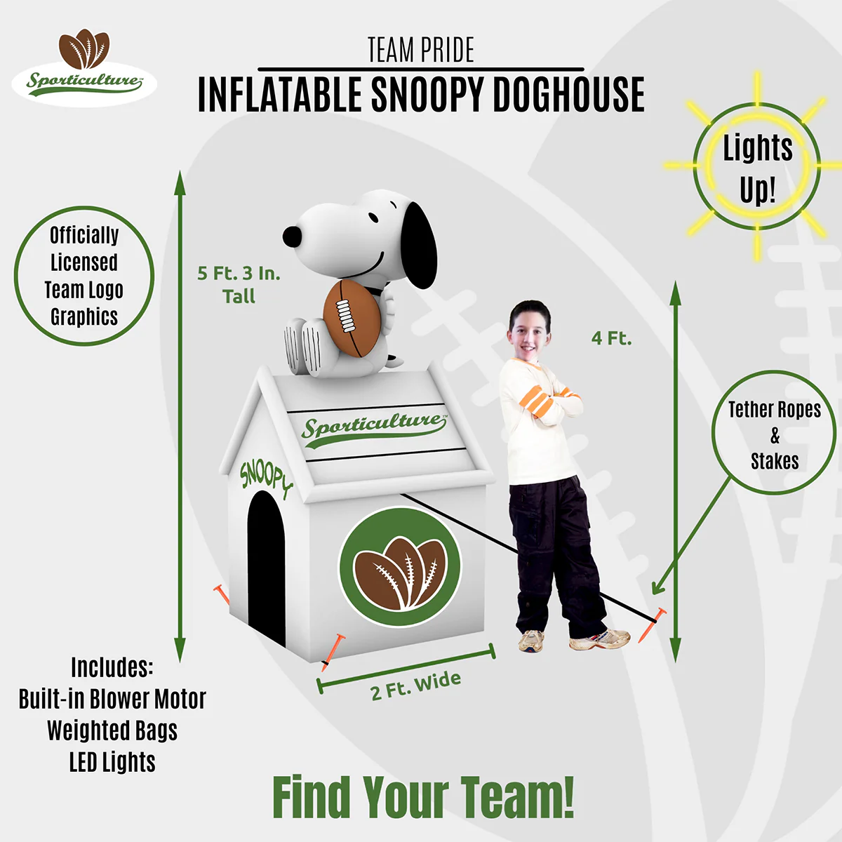 NCAA Inflatable Snoopyâ„¢ Doghouse - Image 3