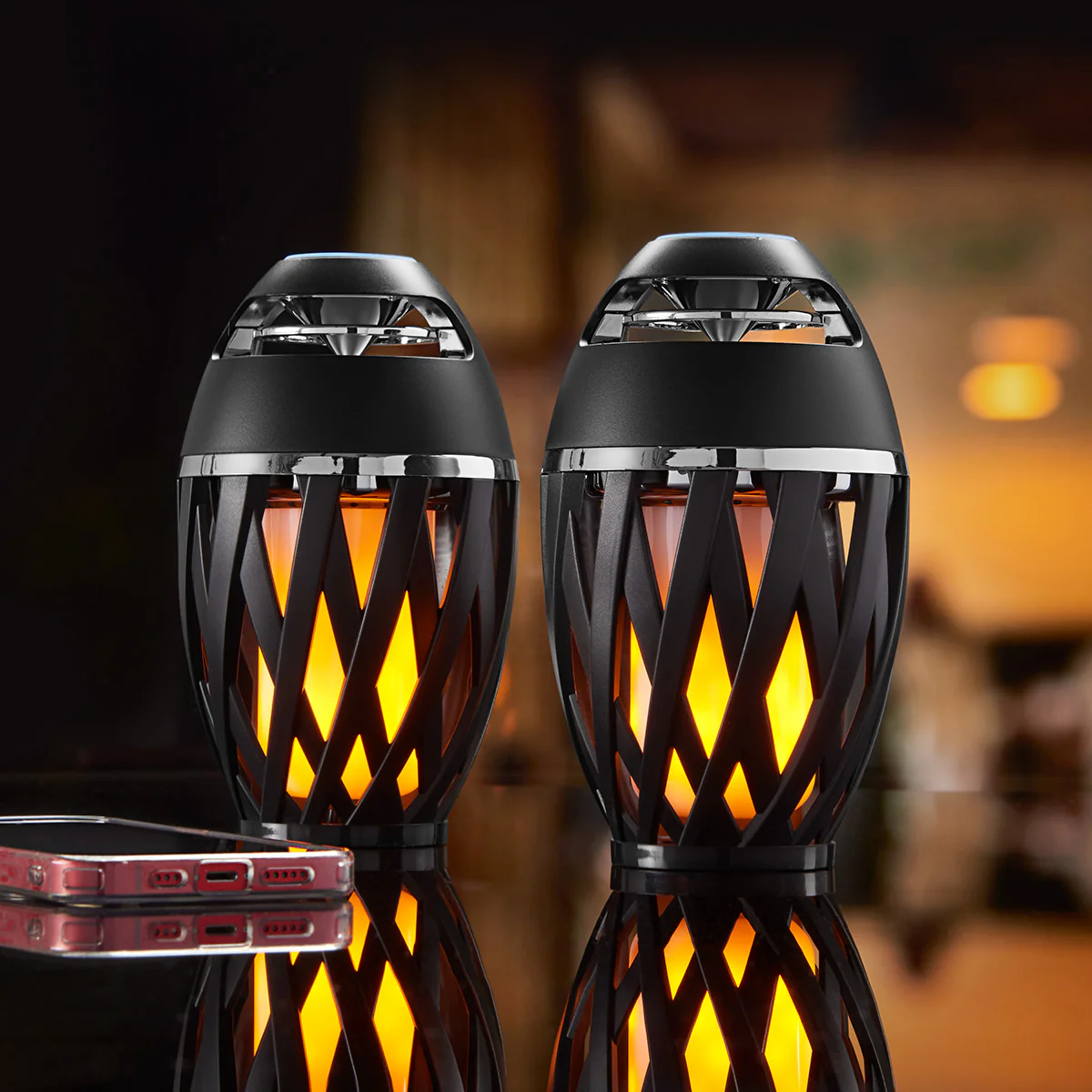 Tiki Torch Outdoor Bluetooth Speakers by Sharper Image (Set of 2) - Image 2